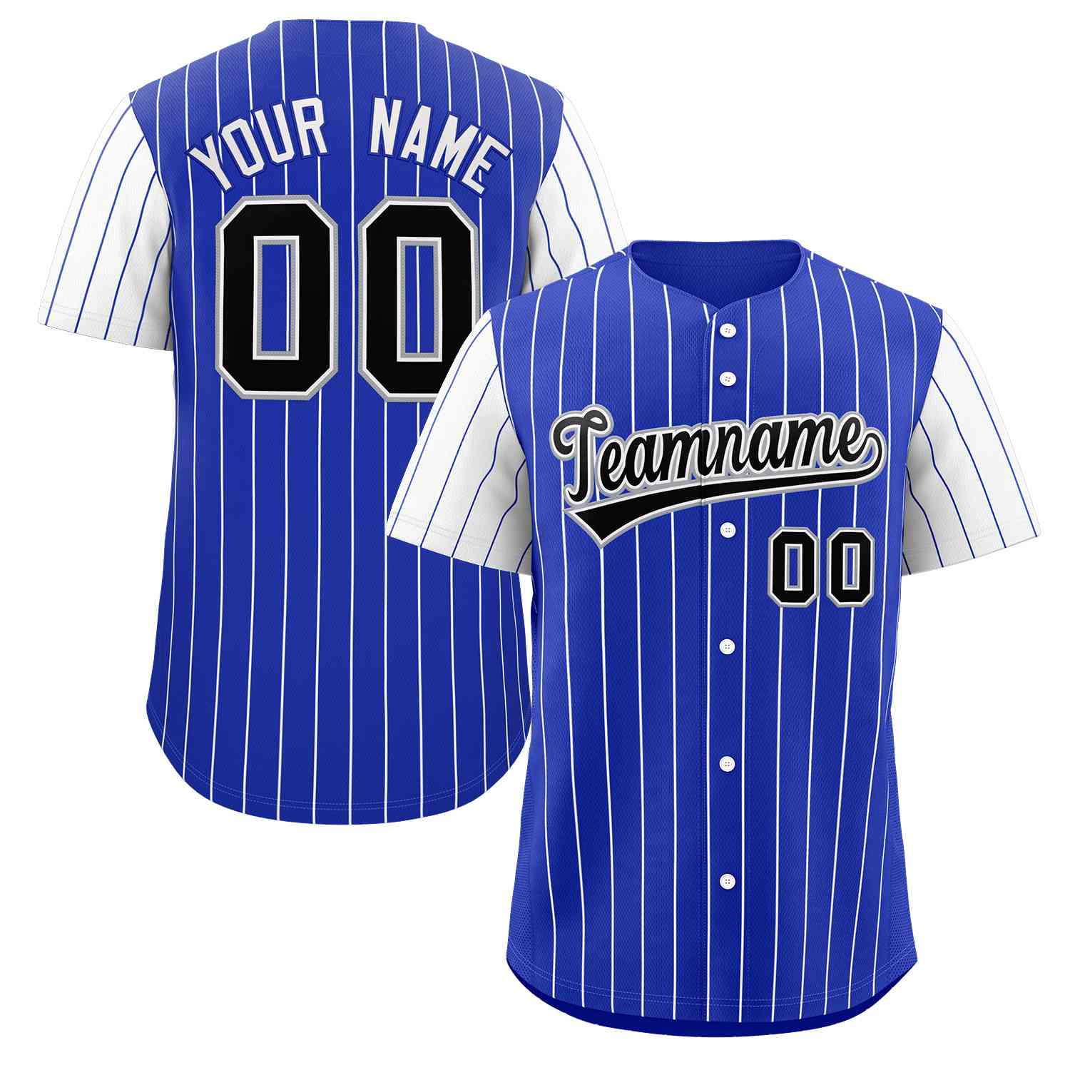 Maillot de baseball personnalisé à rayures noires et blanches, manches Raglan, à la mode, authentique