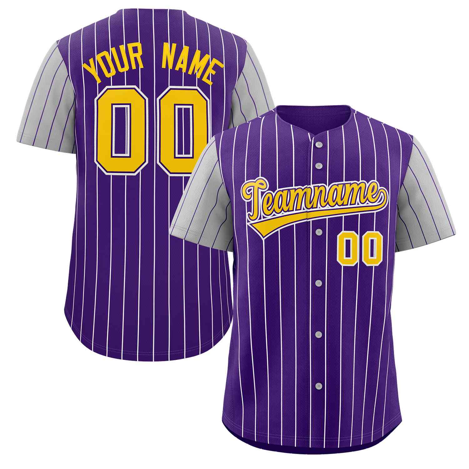 Maillot de baseball personnalisé à manches raglan, violet, or et blanc, à la mode, authentique