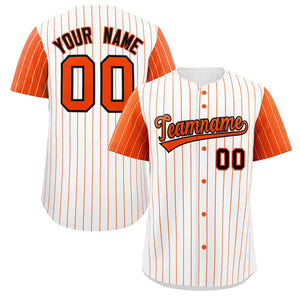 Maillot de baseball personnalisé à manches raglan, blanc, orange et noir, à la mode, authentique