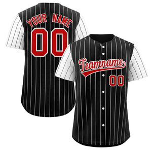 Maillot de Baseball authentique à manches Raglan, personnalisé, rayures noires et blanches, à la mode