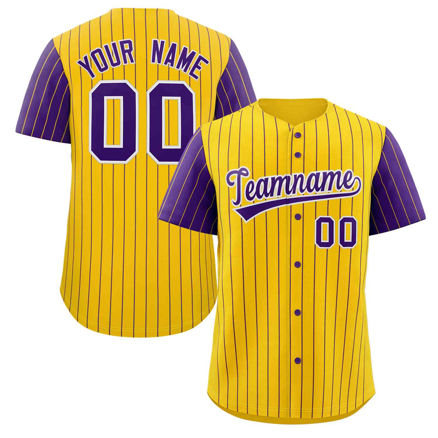 Maillot de Baseball authentique à manches Raglan, personnalisé, rayures violettes et blanches, à la mode