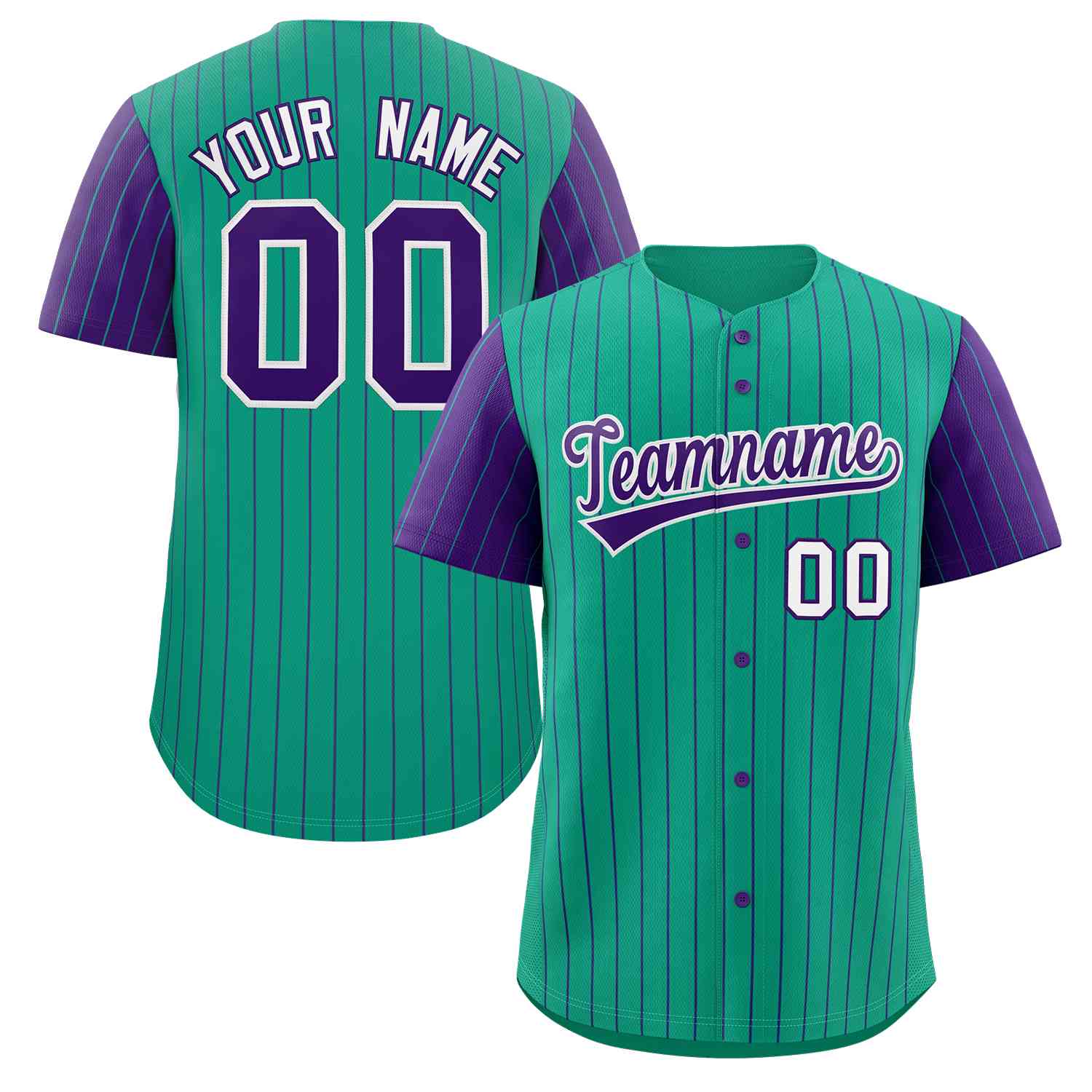 Maillot de Baseball authentique à manches Raglan, personnalisé, à rayures violettes et blanches, à la mode