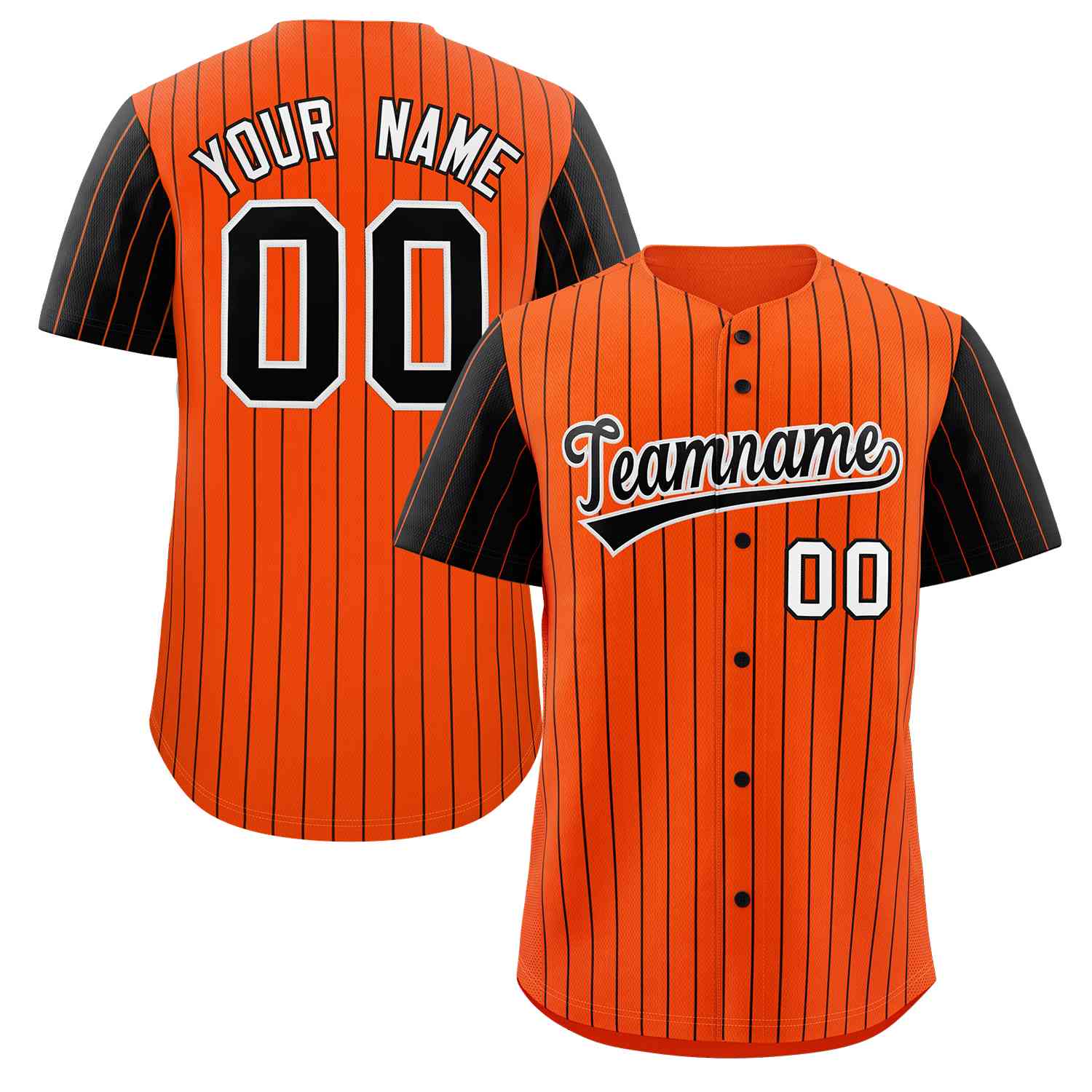 Maillot de Baseball authentique à manches Raglan, personnalisé, Orange, noir et blanc, à la mode