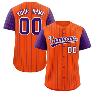 Maillot de Baseball authentique à manches Raglan, personnalisé, Orange, violet et blanc, à la mode