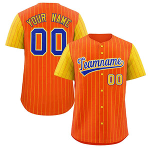 Maillot de Baseball authentique à manches Raglan, personnalisé, Orange Royal-blanc à rayures, à la mode