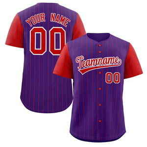 Maillot de Baseball authentique à manches Raglan, personnalisé, violet, rouge et blanc, à la mode