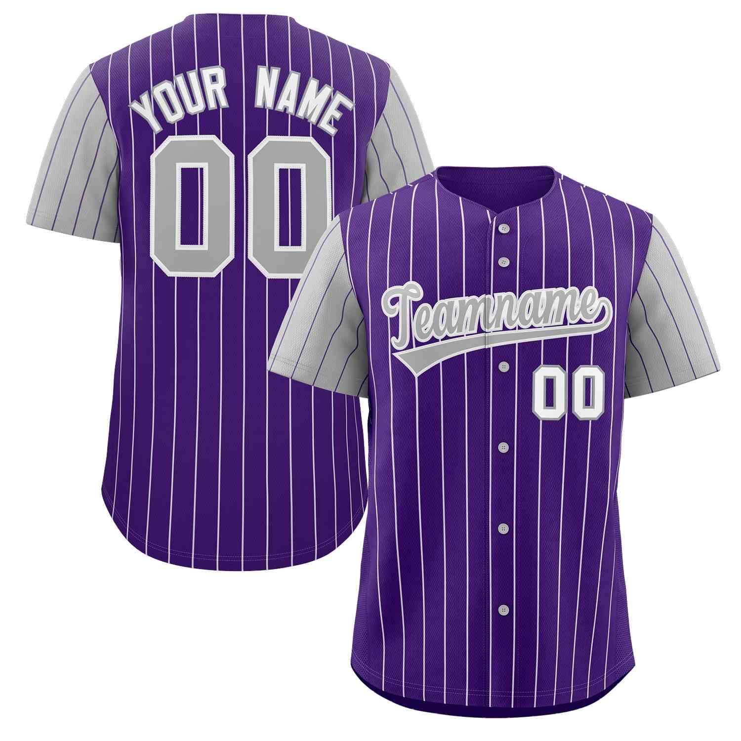 Maillot de Baseball authentique à manches Raglan, personnalisé, violet, gris et blanc, à la mode