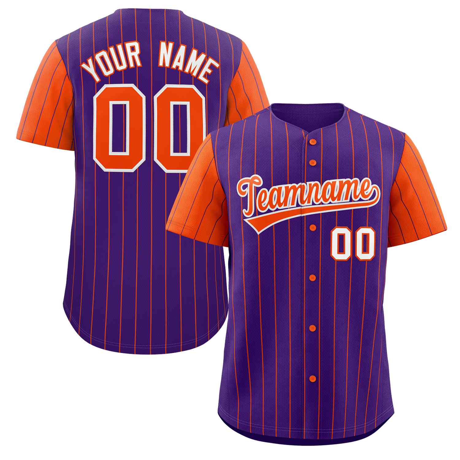 Maillot de Baseball authentique à manches Raglan, personnalisé, violet, Orange et blanc, à la mode