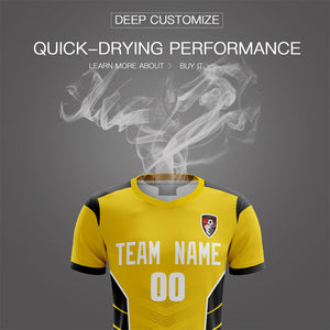 Custom Yellow Black Soft Training Uniform Soccer Sets Jersey