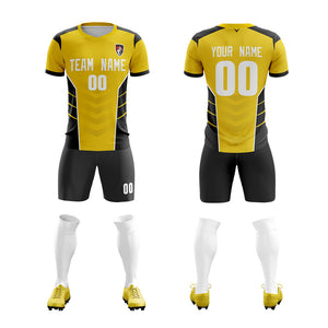 Custom Yellow Black Soft Training Uniform Soccer Sets Jersey