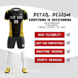 Custom Black Yellow Soft Training Uniform Soccer Sets Jersey