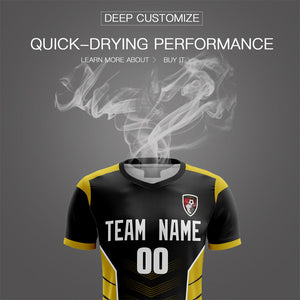 Custom Black Yellow Soft Training Uniform Soccer Sets Jersey