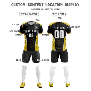 Custom Black Yellow Soft Training Uniform Soccer Sets Jersey