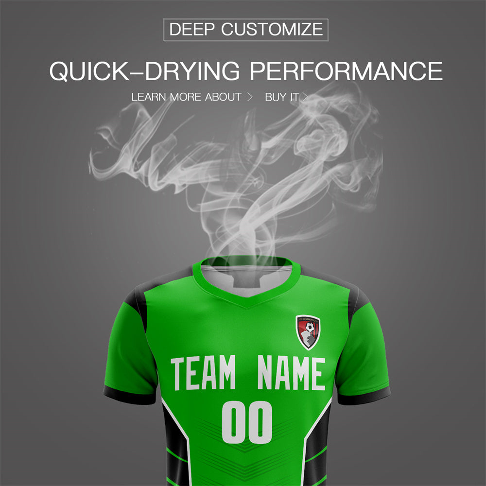 Custom Green Black Soft Training Uniform Soccer Sets Jersey