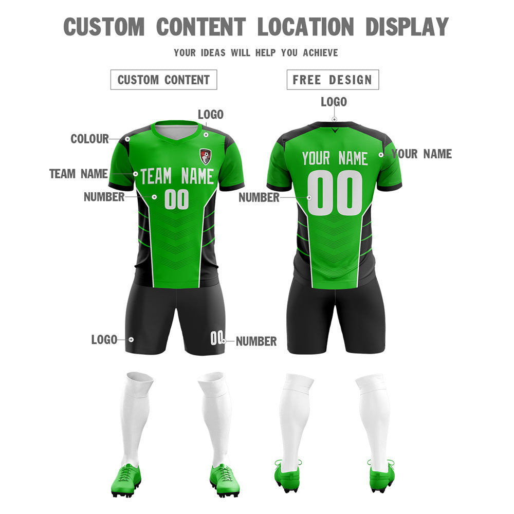 Custom Green Black Soft Training Uniform Soccer Sets Jersey