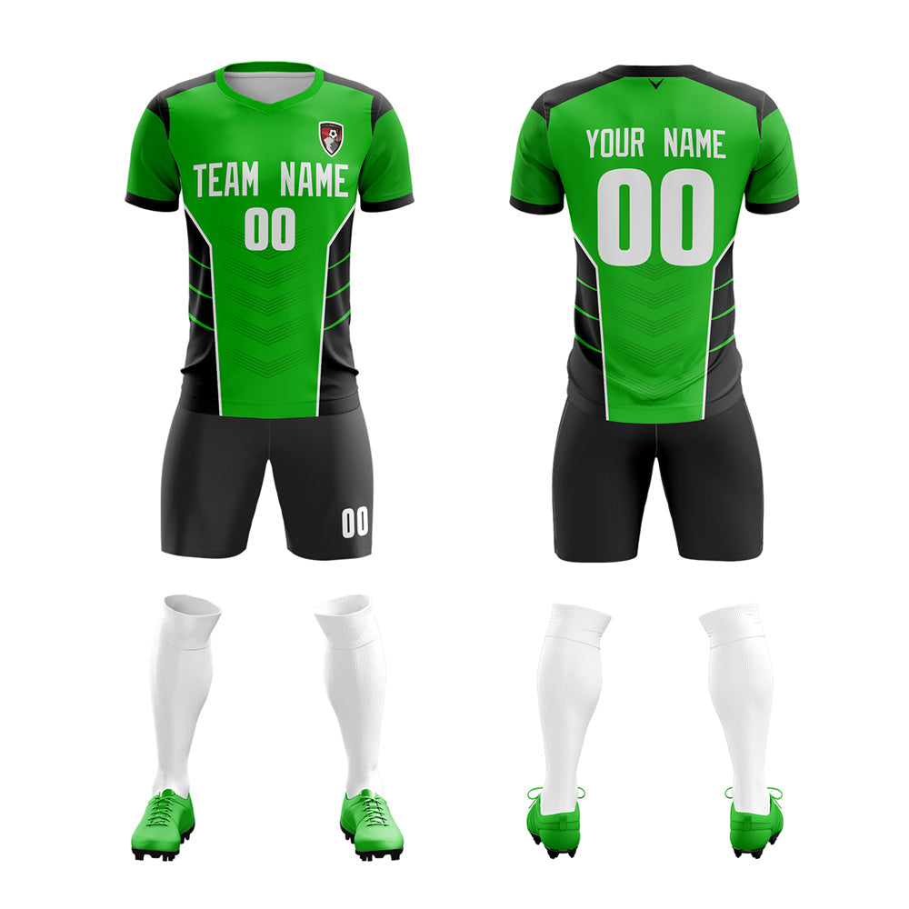 Custom Green Black Soft Training Uniform Soccer Sets Jersey