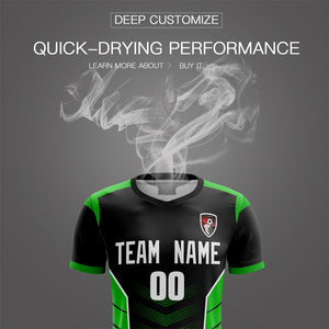 Custom Black Green Soft Training Uniform Soccer Sets Jersey