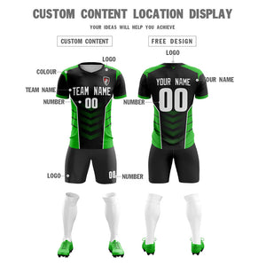 Custom Black Green Soft Training Uniform Soccer Sets Jersey