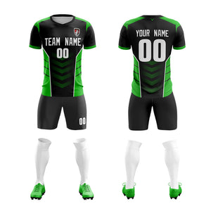 Custom Black Green Soft Training Uniform Soccer Sets Jersey