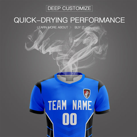 Custom Blue Black Soft Training Uniform Soccer Sets Jersey