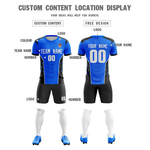 Custom Blue Black Soft Training Uniform Soccer Sets Jersey