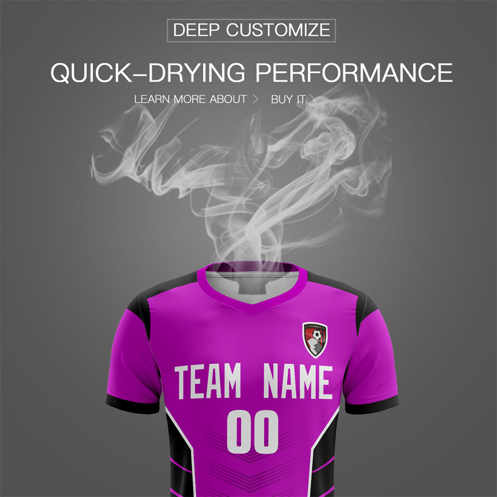 Custom Purple Black Soft Training Uniform Soccer Sets Jersey