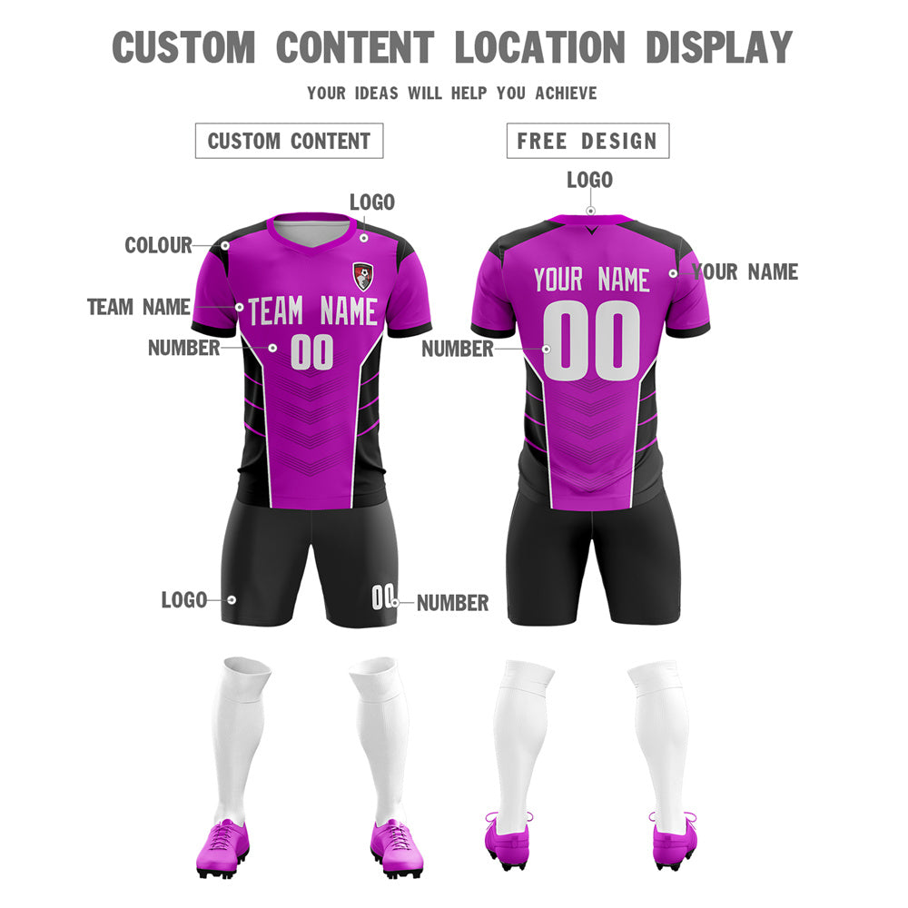 Custom Purple Black Soft Training Uniform Soccer Sets Jersey