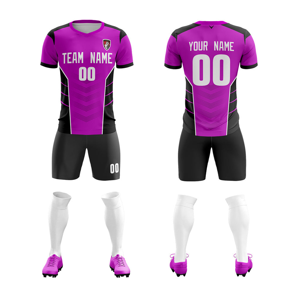 Custom Purple Black Soft Training Uniform Soccer Sets Jersey