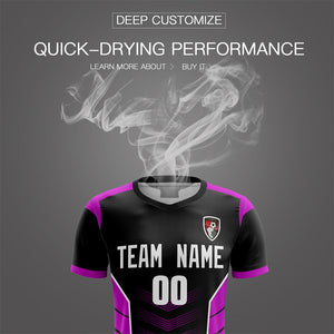 Custom Black Purple Soft Training Uniform Soccer Sets Jersey