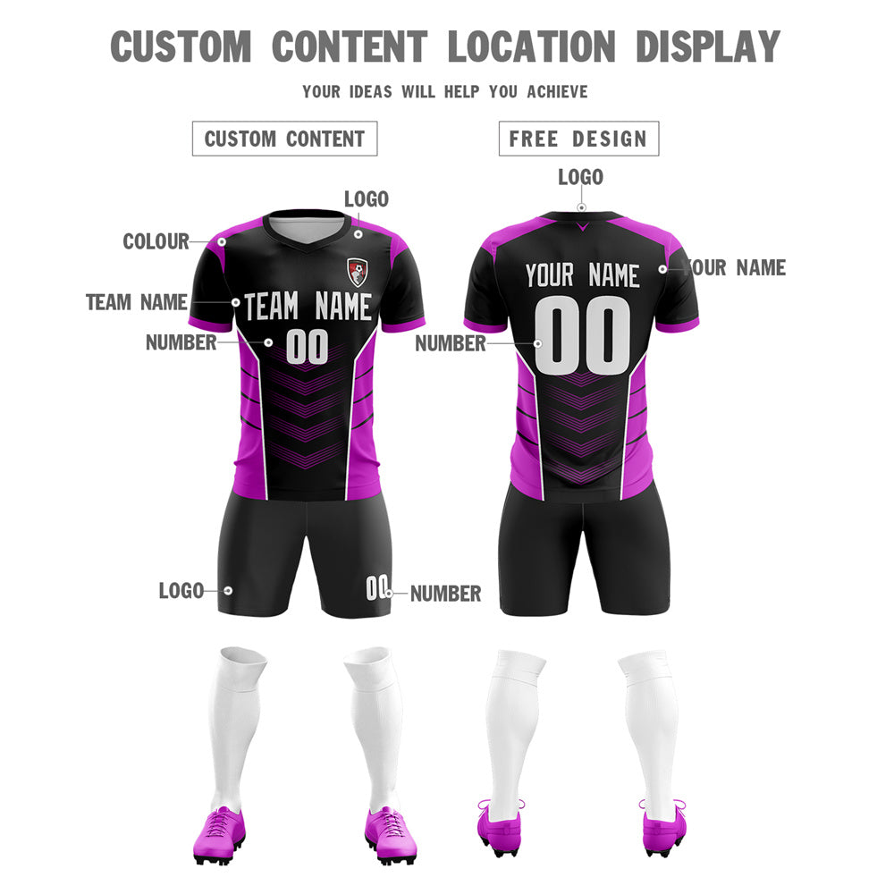 Custom Black Purple Soft Training Uniform Soccer Sets Jersey