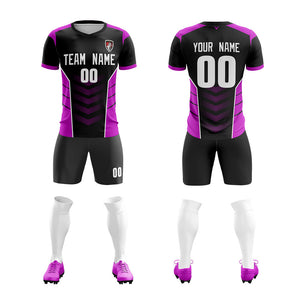 Custom Black Purple Soft Training Uniform Soccer Sets Jersey