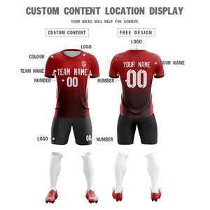 Custom Red Black Soft Training Uniform Soccer Sets Jersey