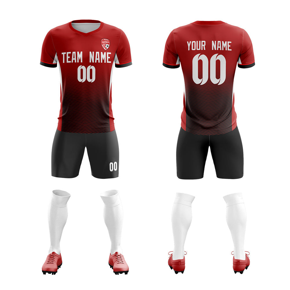 Custom Red Black Soft Training Uniform Soccer Sets Jersey