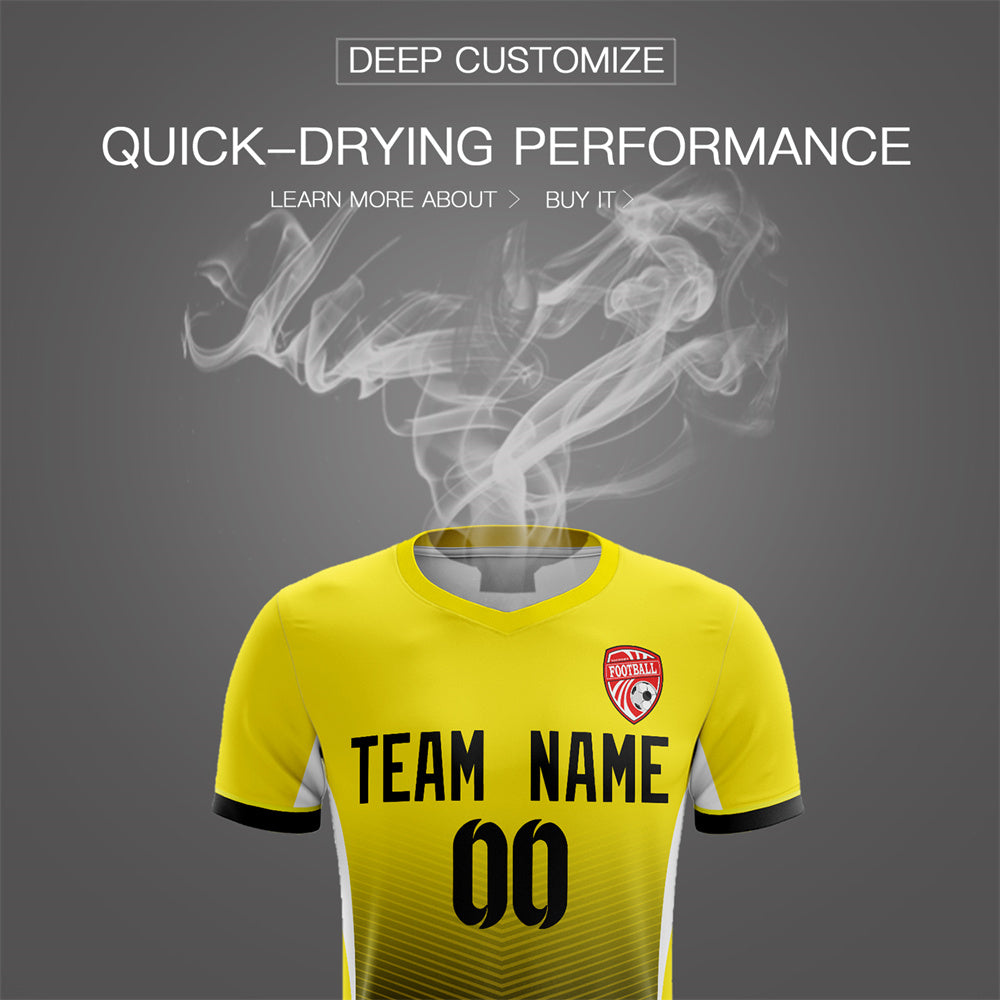 Custom Yellow Black Soft Training Uniform Soccer Sets Jersey