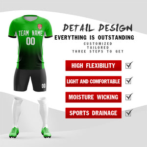 Custom Green Black Soft Training Uniform Soccer Sets Jersey