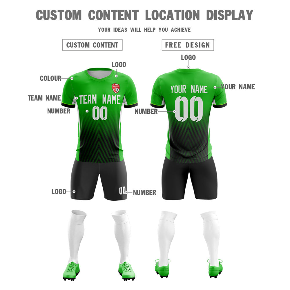 Custom Green Black Soft Training Uniform Soccer Sets Jersey