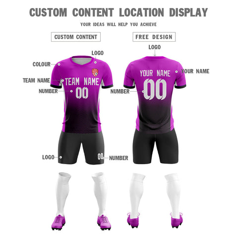 Custom Purple Black Soft Training Uniform Soccer Sets Jersey
