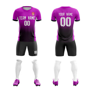 Custom Purple Black Soft Training Uniform Soccer Sets Jersey