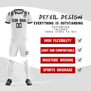 Custom White Black Soft Training Uniform Soccer Sets Jersey