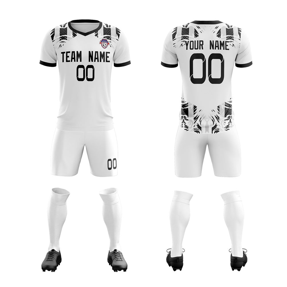 Custom White Black Soft Training Uniform Soccer Sets Jersey