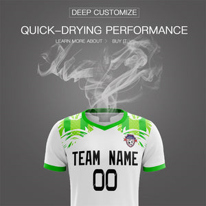 Custom White Green Soft Training Uniform Soccer Sets Jersey