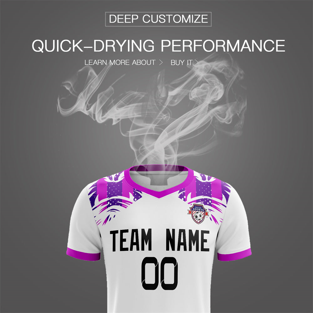 Custom White Purple Soft Training Uniform Soccer Sets Jersey