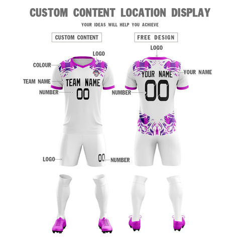 Custom White Purple Soft Training Uniform Soccer Sets Jersey