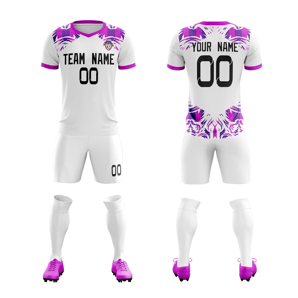 Custom White Purple Soft Training Uniform Soccer Sets Jersey