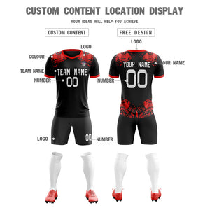 Custom Black Red Soft Training Uniform Soccer Sets Jersey