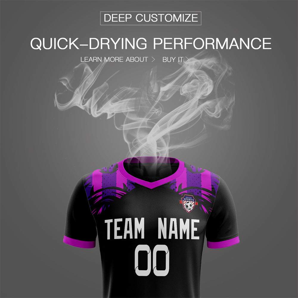 Custom Black Purple Soft Training Uniform Soccer Sets Jersey