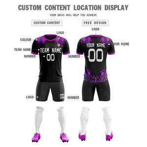 Custom Black Purple Soft Training Uniform Soccer Sets Jersey