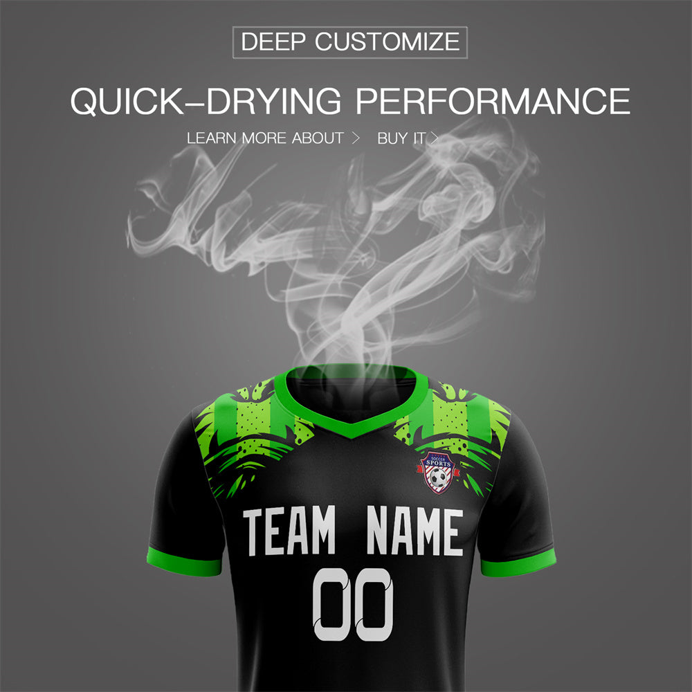 Custom Black Green Soft Training Uniform Soccer Sets Jersey