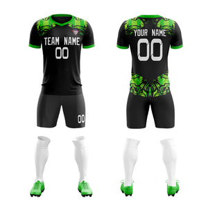 Custom Black Green Soft Training Uniform Soccer Sets Jersey