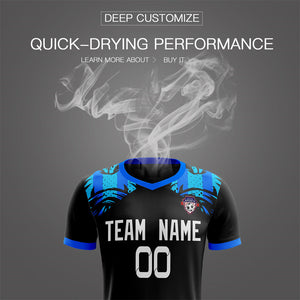 Custom Black Blue Soft Training Uniform Soccer Sets Jersey